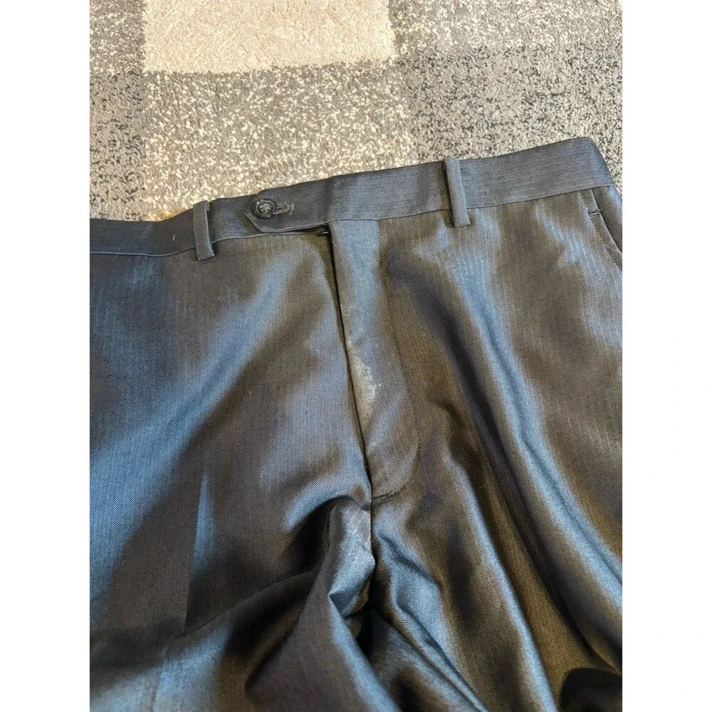 Apt 9 slim silver gray herringbone suit blazer pants 38R 32/34 preppy